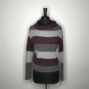 LOFT Colorblock Striped Wool  Cowl Neck Sweater